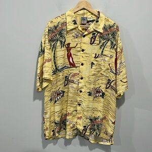 Gotcha Sport Aloha From Hawaii Large Hawaiian yellow rayon Shirt size XL